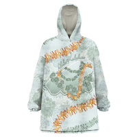 Hawaii Kaho'olawe Island Flowers Lei Wearable Blanket Hoodie Silver Hinahina Kū Kahakai