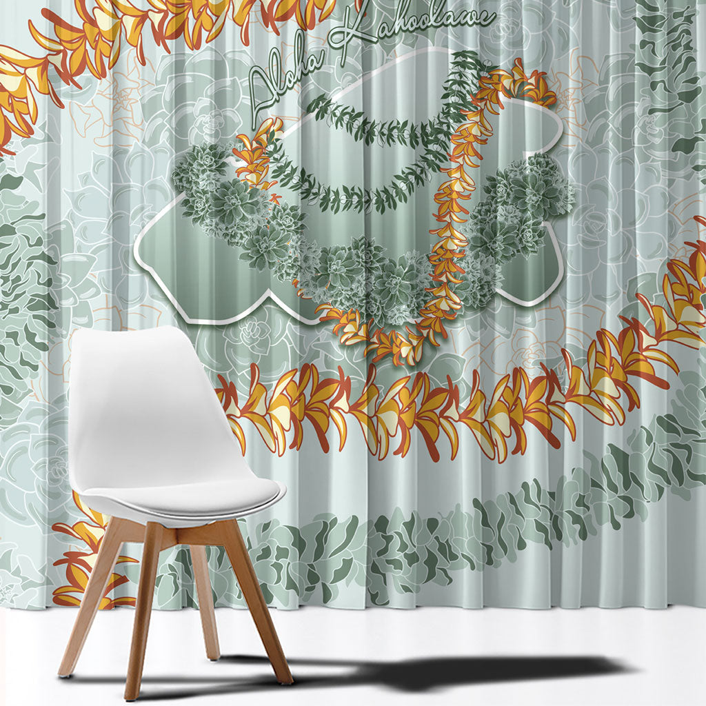 Hawaii Kaho'olawe Island Flowers Lei Window Curtain Silver Hinahina Kū Kahakai