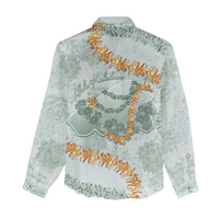 Hawaii Kaho'olawe Island Flowers Lei Women Casual Shirt Silver Hinahina Kū Kahakai