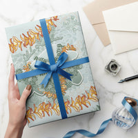 Hawaii Kahoʻolawe Island Flowers Lei Wrapping Paper Silver Hinahina Kū Kahakai