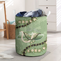 Hawaii Molokai Island Flowers Lei Laundry Basket Kukui Nut Mossy Green