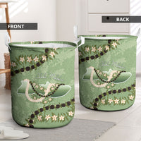 Hawaii Molokai Island Flowers Lei Laundry Basket Kukui Nut Mossy Green