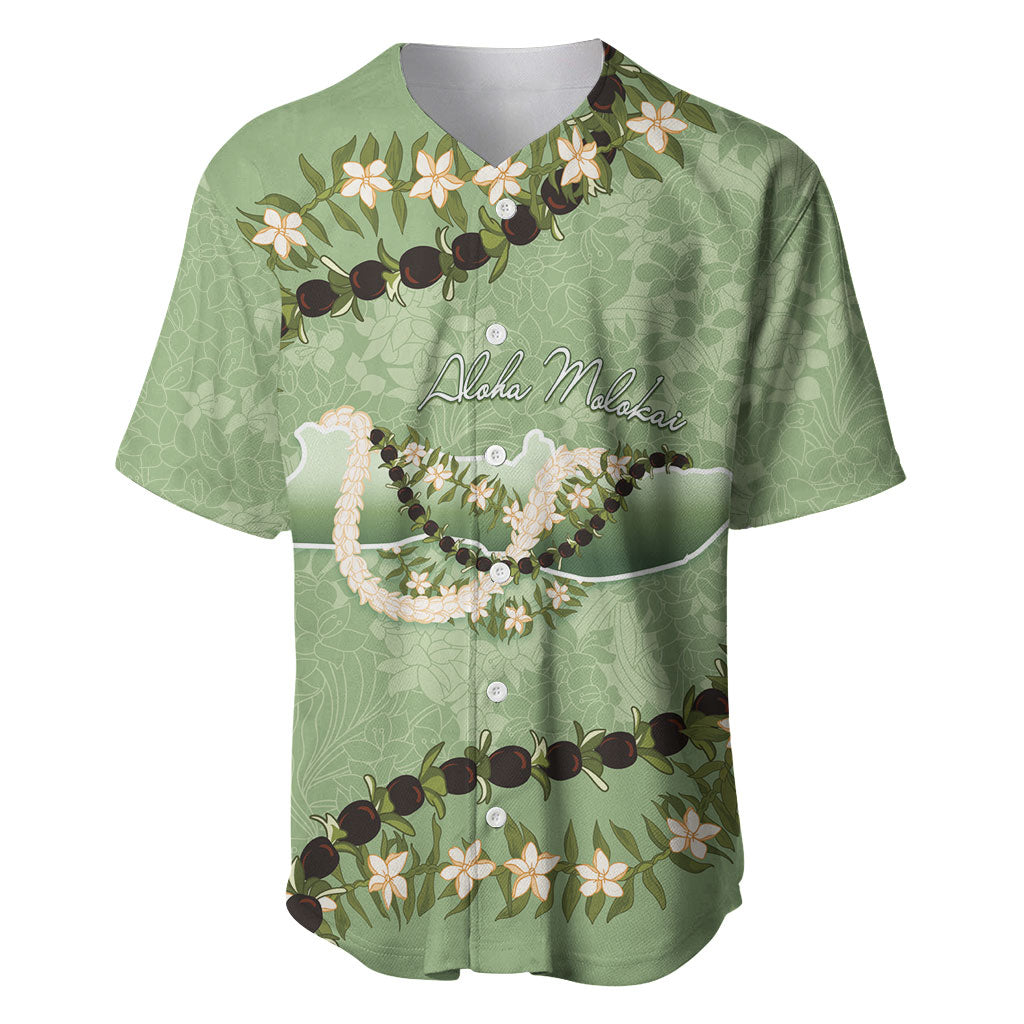 Hawaii Molokai Island Flowers Lei Baseball Jersey Kukui Nut Mossy Green LT7 Moss Green - Polynesian Pride