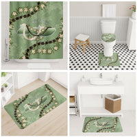 Hawaii Molokai Island Flowers Lei Bathroom Set Kukui Nut Mossy Green