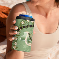 Hawaii Molokai Island Flowers Lei 4 in 1 Can Cooler Tumbler Kukui Nut Mossy Green