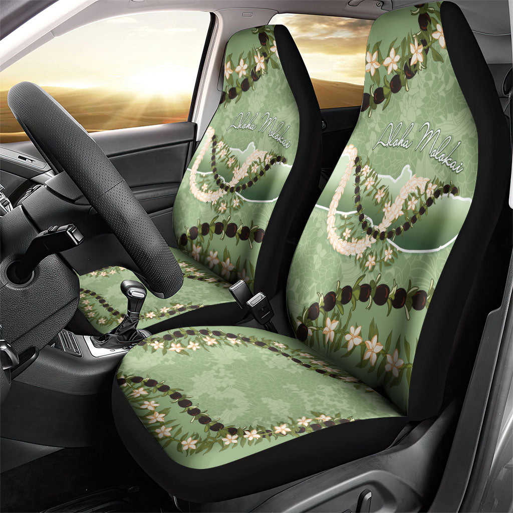 Hawaii Molokai Island Flowers Lei Car Seat Cover Kukui Nut Mossy Green