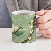 Hawaii Molokai Island Flowers Lei Ceramic Mug Kukui Nut Mossy Green
