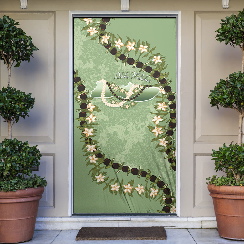 Hawaii Molokai Island Flowers Lei Door Cover Kukui Nut Mossy Green
