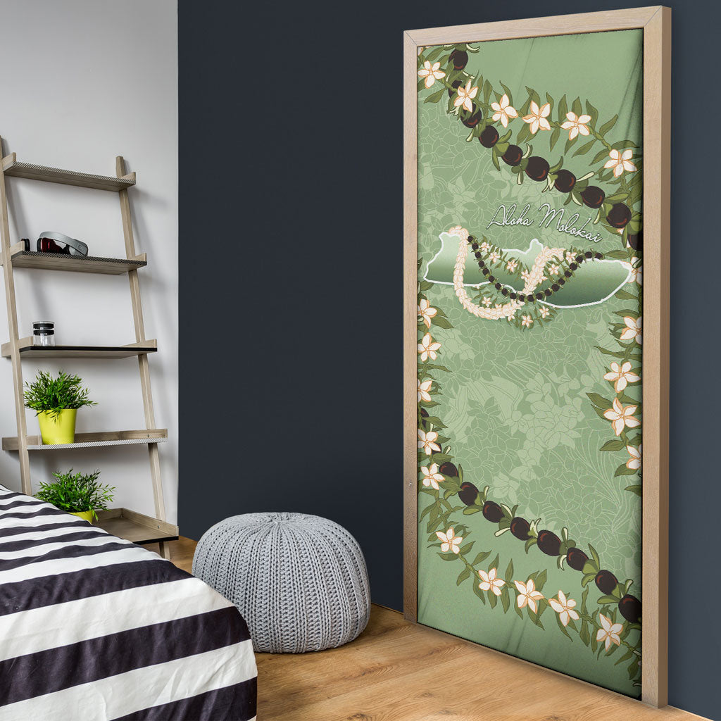 Hawaii Molokai Island Flowers Lei Door Cover Kukui Nut Mossy Green