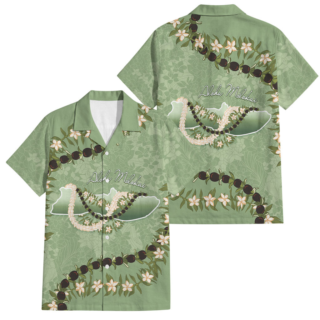Hawaii Molokai Island Flowers Lei Family Matching Tank Maxi Dress and Hawaiian Shirt Kukui Nut Mossy Green