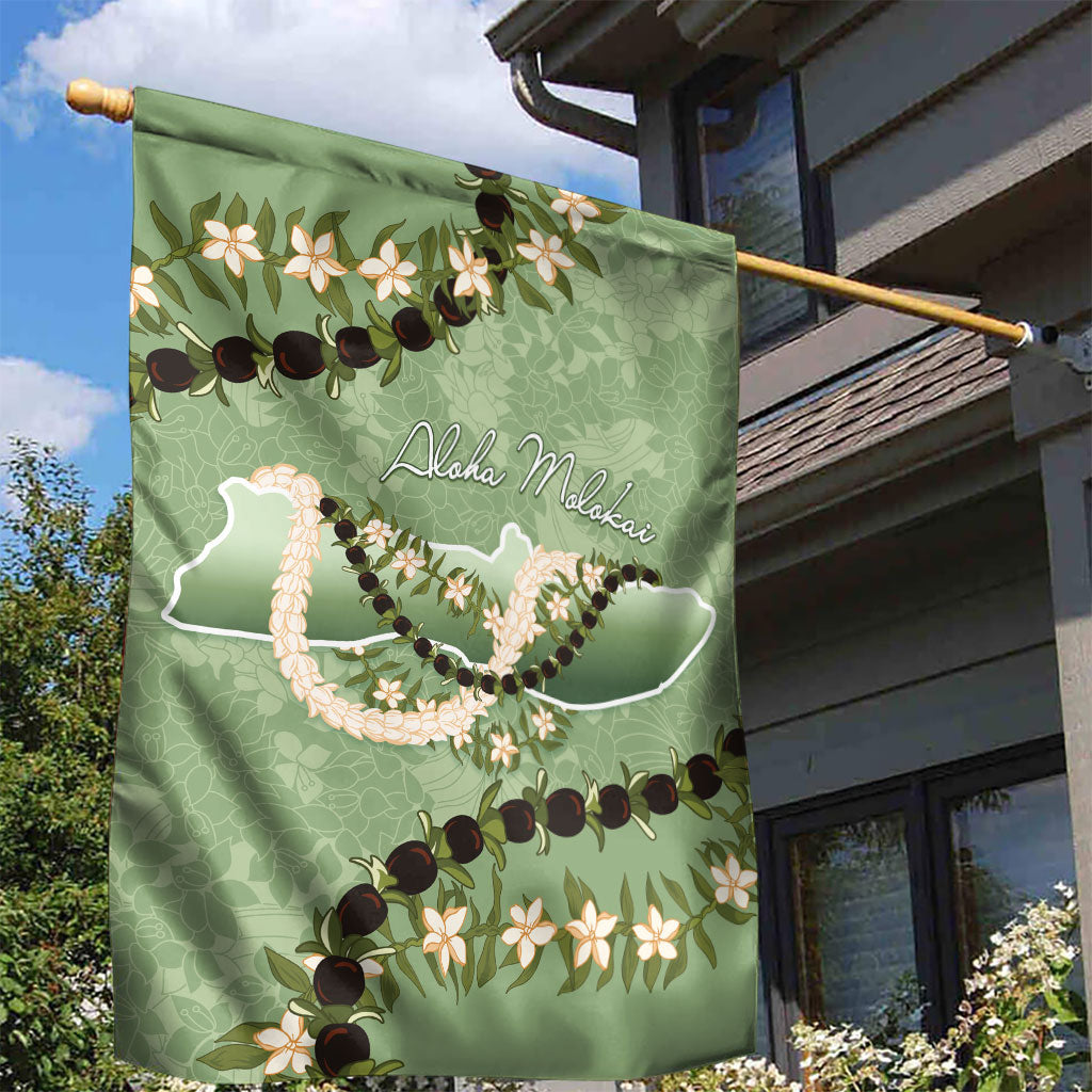 Hawaii Molokai Island Flowers Lei Garden Flag Kukui Nut Mossy Green