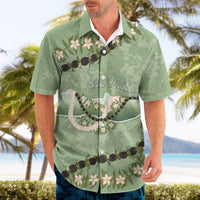 Hawaii Molokai Island Flowers Lei Hawaiian Shirt Kukui Nut Mossy Green