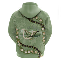 Hawaii Molokai Island Flowers Lei Hoodie Kukui Nut Mossy Green