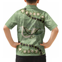 Hawaii Molokai Island Flowers Lei Kid Hawaiian Shirt Kukui Nut Mossy Green