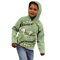 Hawaii Molokai Island Flowers Lei Kid Hoodie Kukui Nut Mossy Green