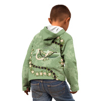 Hawaii Molokai Island Flowers Lei Kid Hoodie Kukui Nut Mossy Green