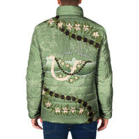 Hawaii Molokai Island Flowers Lei Padded Jacket Kukui Nut Mossy Green