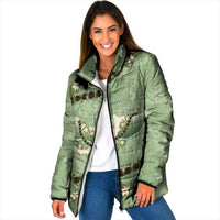 Hawaii Molokai Island Flowers Lei Padded Jacket Kukui Nut Mossy Green