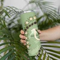 Hawaii Molokai Island Flowers Lei Skinny Tumbler Kukui Nut Mossy Green
