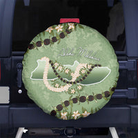 Hawaii Molokai Island Flowers Lei Spare Tire Cover Kukui Nut Mossy Green