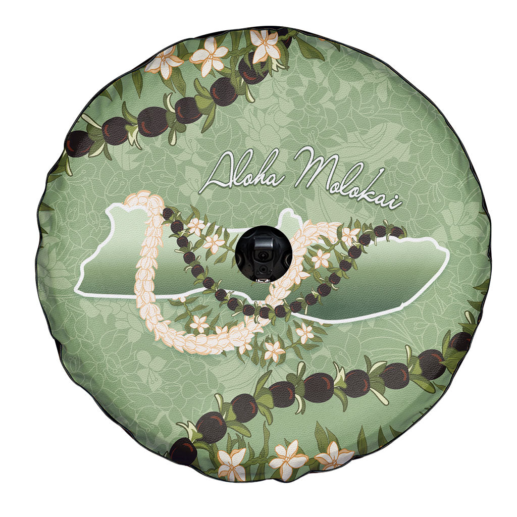 Hawaii Molokai Island Flowers Lei Spare Tire Cover Kukui Nut Mossy Green