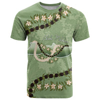 Hawaii Molokai Island Flowers Lei T Shirt Kukui Nut Mossy Green