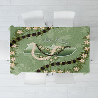 Hawaii Molokai Island Flowers Lei Tablecloth Kukui Nut Mossy Green