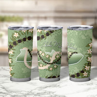 Hawaii Molokai Island Flowers Lei Tumbler Cup Kukui Nut Mossy Green