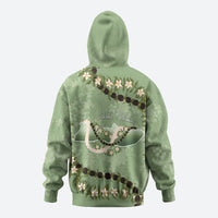 Hawaii Molokai Island Flowers Lei Zip Hoodie Kukui Nut Mossy Green