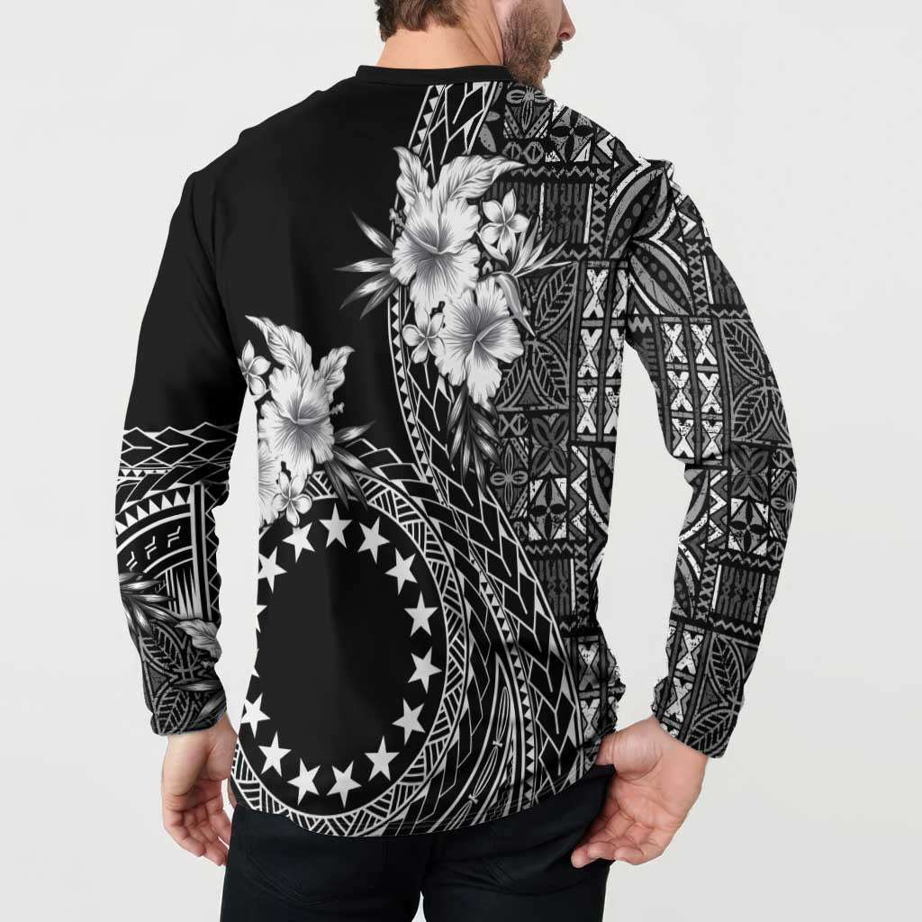 Kia Orana Cook Islands Button Sweatshirt Tiare and Stars