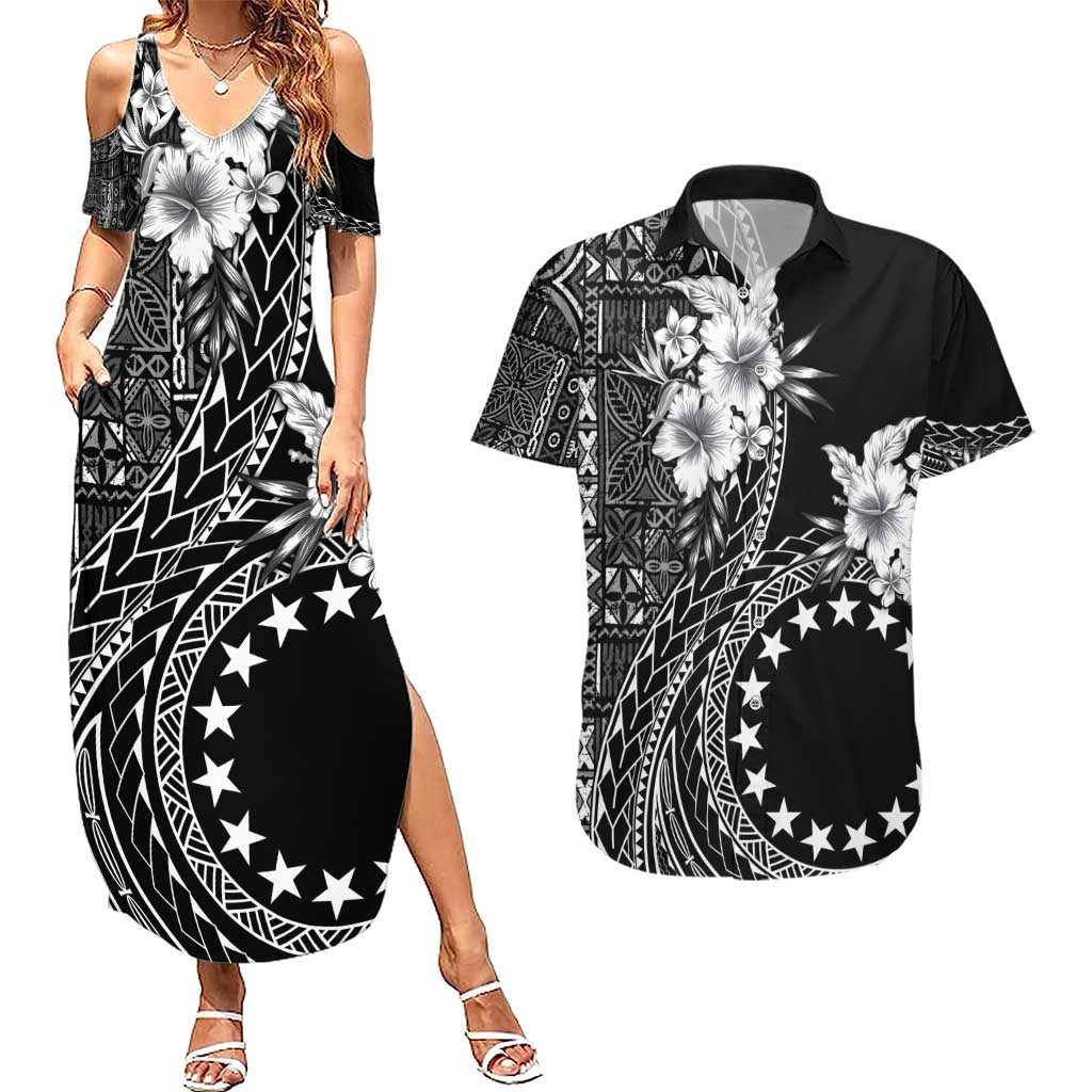 Kia Orana Cook Islands Couples Matching Summer Maxi Dress and Hawaiian Shirt Tiare and Stars