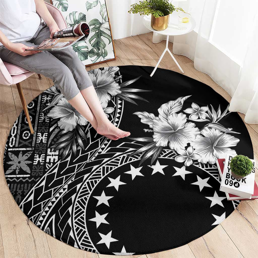 Kia Orana Cook Islands Round Carpet Tiare and Stars