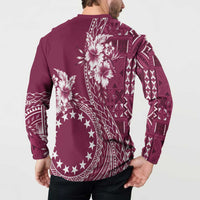 Kia Orana Cook Islands Button Sweatshirt Tiare and Stars - Maroon