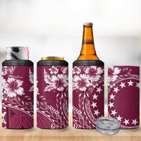 Kia Orana Cook Islands 4 in 1 Can Cooler Tumbler Tiare & Stars - Maroon