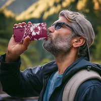 Kia Orana Cook Islands 4 in 1 Can Cooler Tumbler Tiare & Stars - Maroon