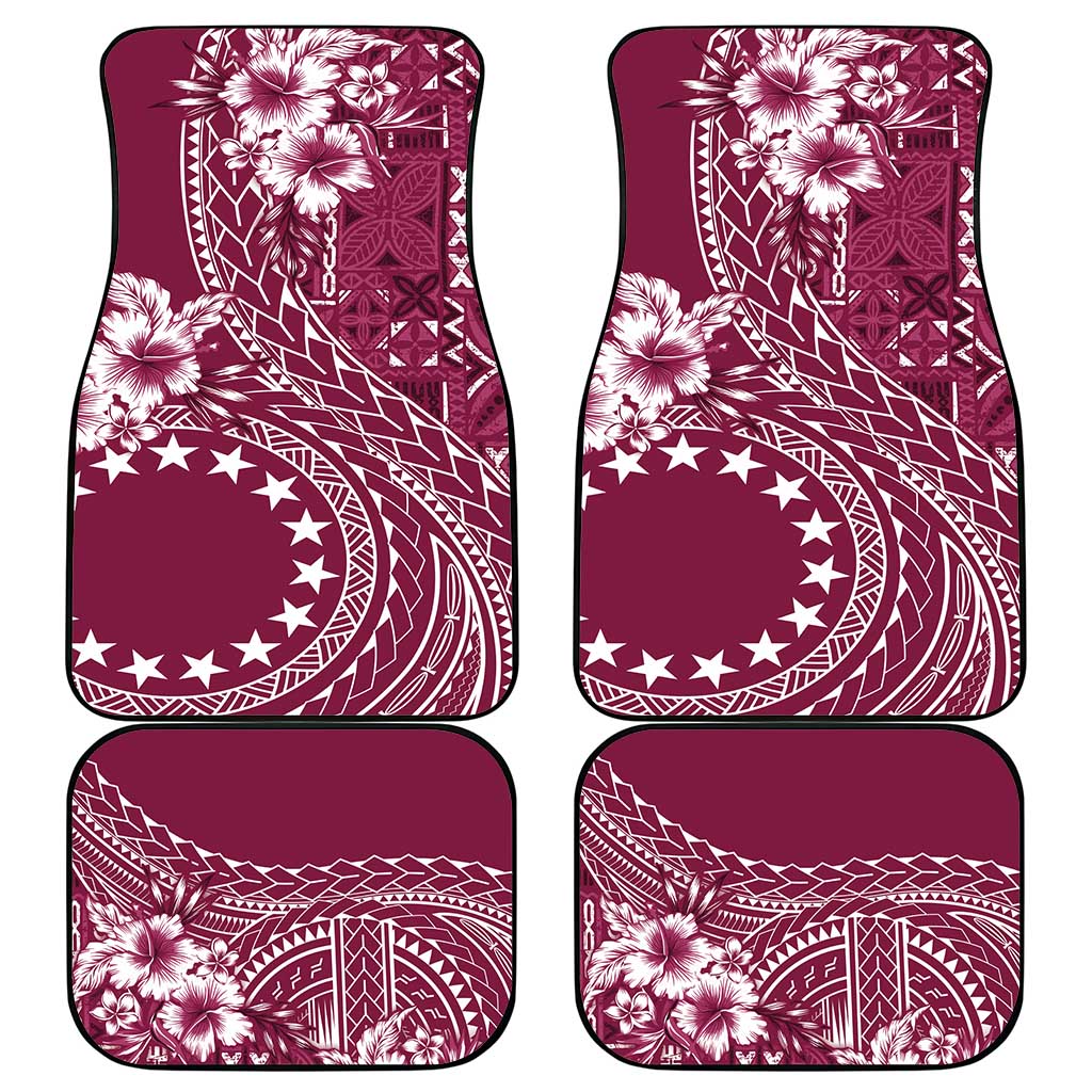 Kia Orana Cook Islands Car Mats Tiare and Stars - Maroon
