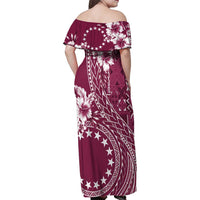 Kia Orana Cook Islands Family Matching Off Shoulder Maxi Dress and Hawaiian Shirt Tiare and Stars - Maroon