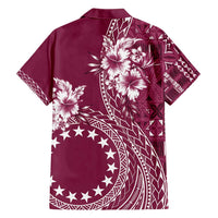 Kia Orana Cook Islands Family Matching Short Sleeve Bodycon Dress and Hawaiian Shirt Tiare and Stars - Maroon