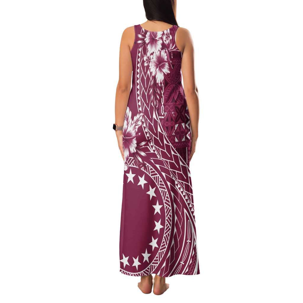 Kia Orana Cook Islands Family Matching Tank Maxi Dress and Hawaiian Shirt Tiare and Stars - Maroon