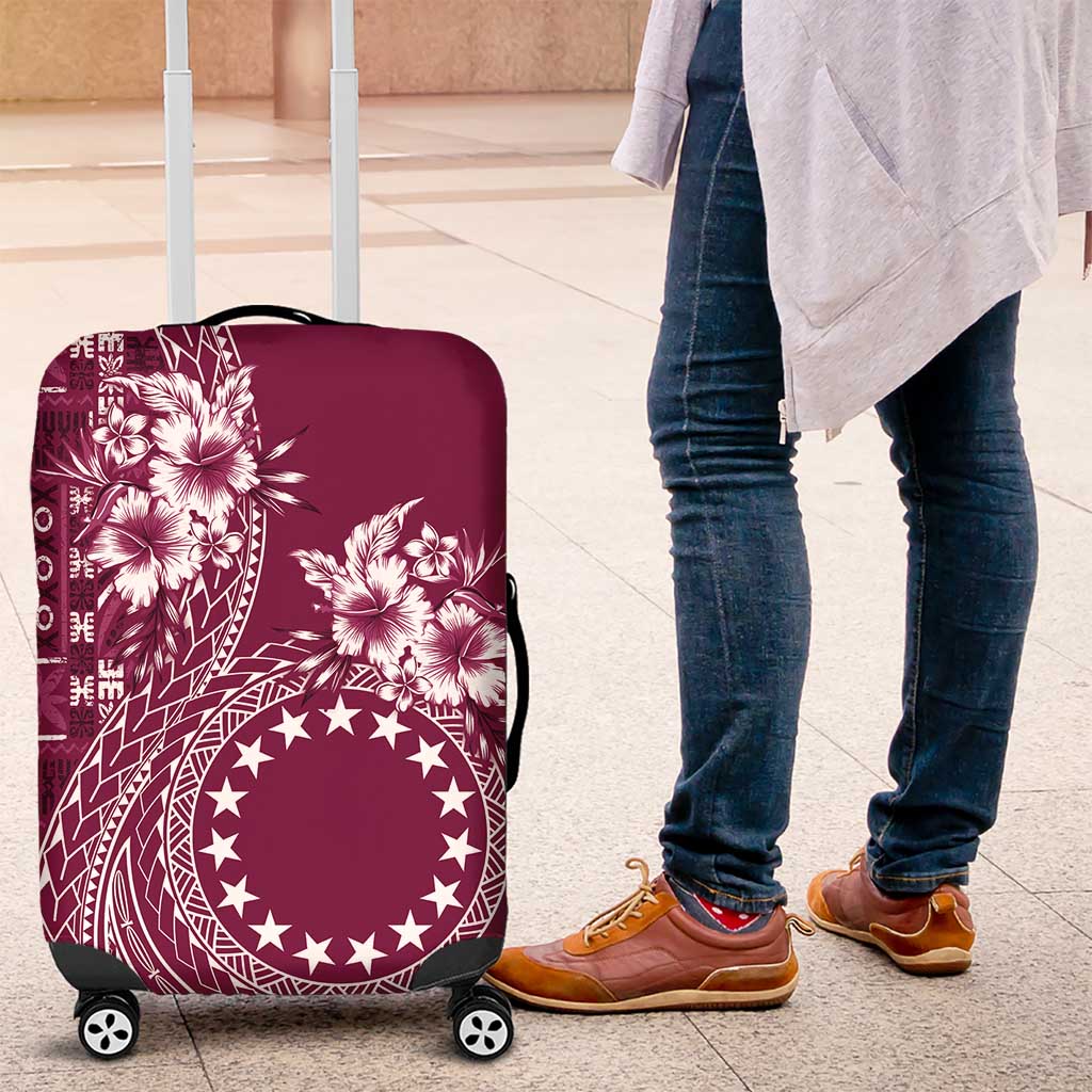 Kia Orana Cook Islands Luggage Cover Tiare and Stars - Maroon