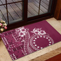 Kia Orana Cook Islands Rubber Doormat Tiare and Stars - Maroon
