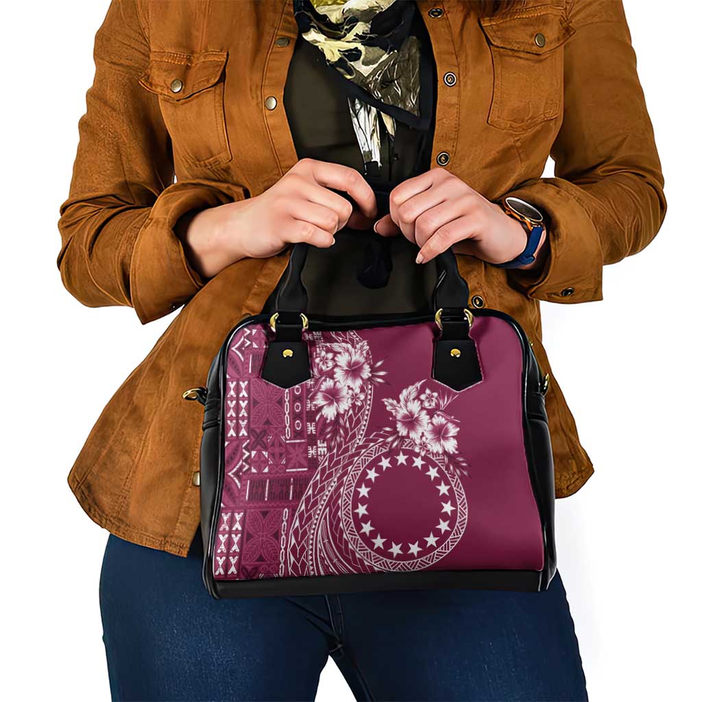 Kia Orana Cook Islands Shoulder Handbag Tiare and Stars - Maroon