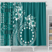 Kia Orana Cook Islands Shower Curtain Tiare and Stars - Teal