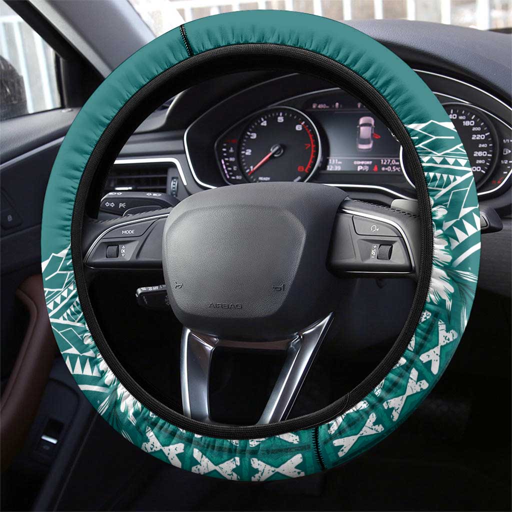Kia Orana Cook Islands Steering Wheel Cover Tiare and Stars - Teal