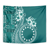Kia Orana Cook Islands Tapestry Tiare and Stars - Teal