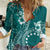 Kia Orana Cook Islands Women Casual Shirt Tiare and Stars - Teal