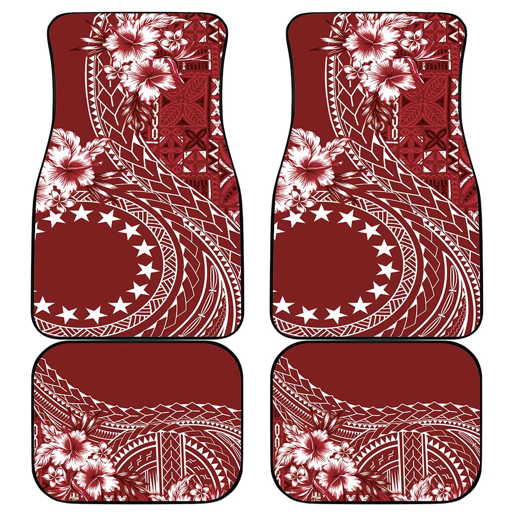 Kia Orana Cook Islands Car Mats Tiare and Stars - Scarlet