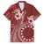 Kia Orana Cook Islands Family Matching Long Sleeve Bodycon Dress and Hawaiian Shirt Tiare and Stars - Scarlet
