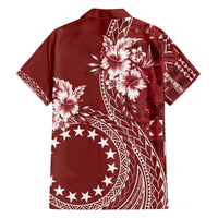 Kia Orana Cook Islands Family Matching Off Shoulder Short Dress and Hawaiian Shirt Tiare and Stars - Scarlet