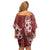 Kia Orana Cook Islands Family Matching Off Shoulder Short Dress and Hawaiian Shirt Tiare and Stars - Scarlet
